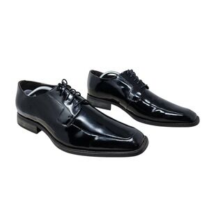 Via Spiga Laconi Tuxedo 11 3E Dress Shoe Black Patent Leather Square Toe Wedding